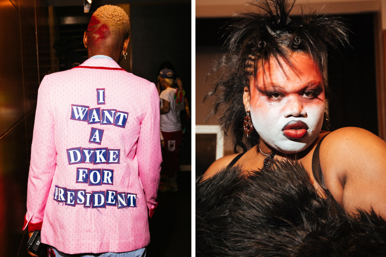 Split composite of fashion show details.