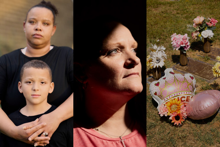 Kelsey and Xayden Love; Lauren Kent; Zenorah's grave.
