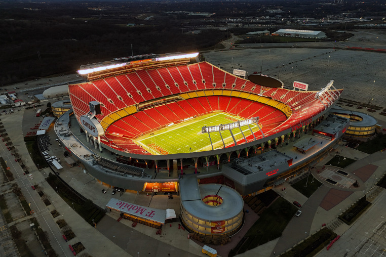 Overhead image of Arrowhead Stadium, in Kansas City, MO.